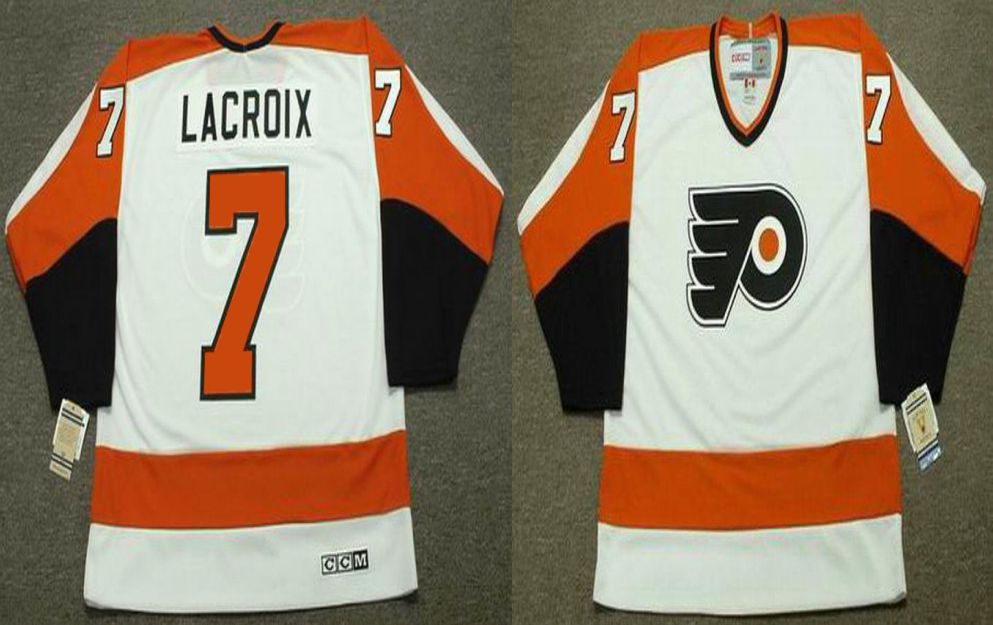 2019 Men Philadelphia Flyers 7 Lacroix White CCM NHL jerseys
